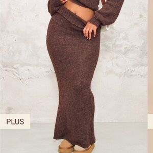 PrettyLittleThing Chocolate Knit Pencil Skirt